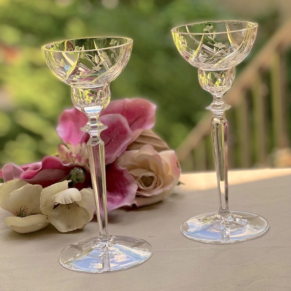 Crystal Mikasa English Garden Tall Candlesticks 8.5” – Set of 2 – HTF Light.